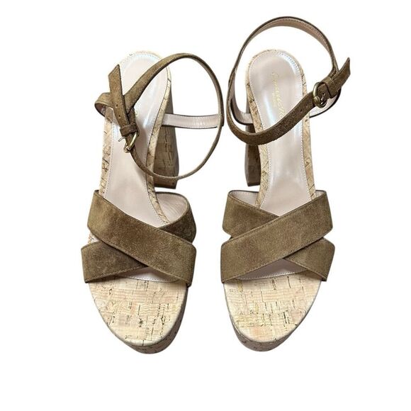 GIANVITO ROSSI BEBE CAMOSCIO+CORK Heeled Sandals in Biege NWB Size 41/ US 11 - Picture 3 of 10